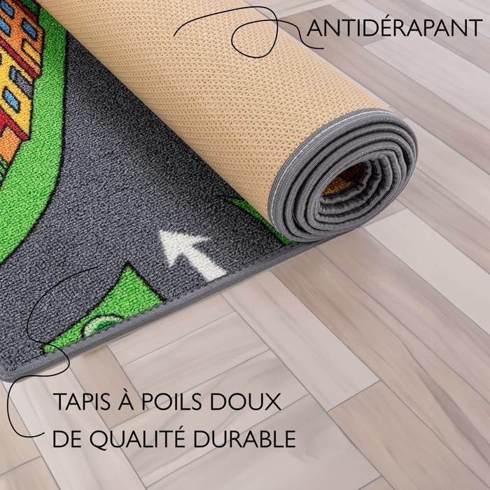 Kinderspeelmat 140x200cm, Klein Dorpje - Autobaanmat - Wasbaar - Antislip - Carpet Studio