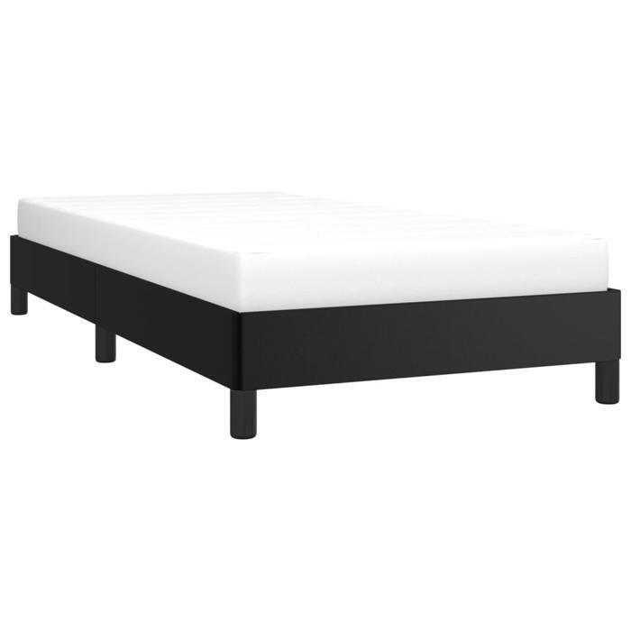 Verano 2026@Estructura de cama individual - Base de láminas - para adultos - sin colchón - piel sintética negra 90x200cm, 6618