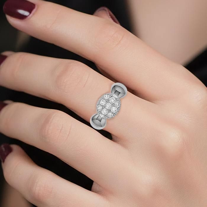 Anello da donna in argento sterling 925 rodiato – Fascia larga con scintillanti zirconi cubici – Gioiello con punzone 925 – Idea regalo di compleanno