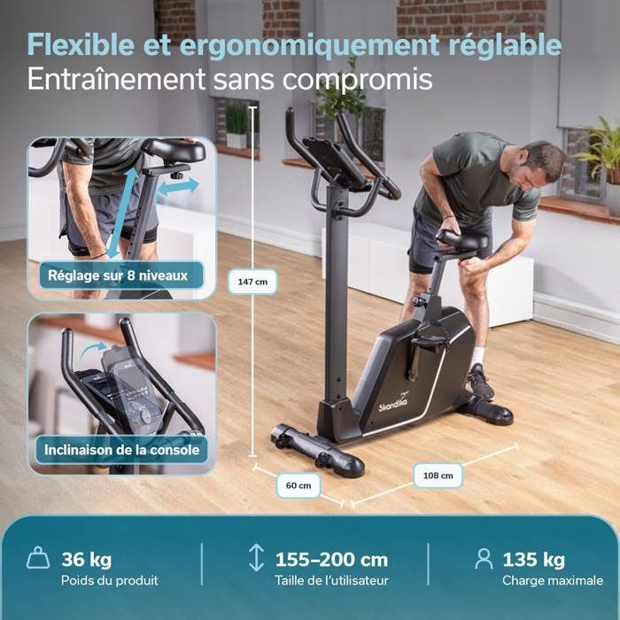 Skandika Cykling P10 Connected Exercise Bike - 32 Resistance Levels - Kinomap, Zwift - 10 kg Flywheel - 13 Programs