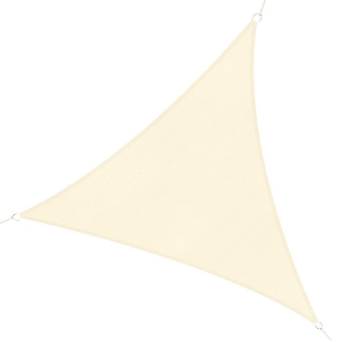 Shade sail - Outsunny - large triangular size 3x3x3 m high density UV resistant - PE - cream