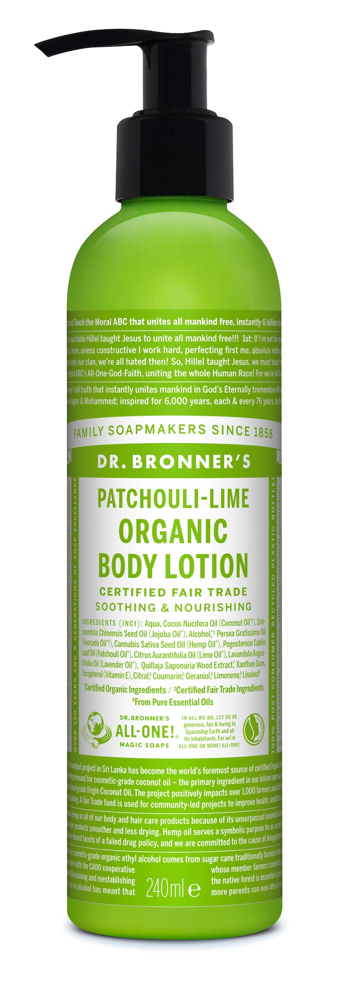 Organski losion za ruke i tijelo s pačuli limetom 240 ml - Dr. Bronner's