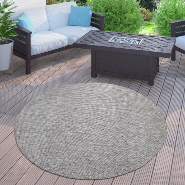 Alfombra de exterior - PACO HOME - Gris liso con estampado moteado - 160x220 cm