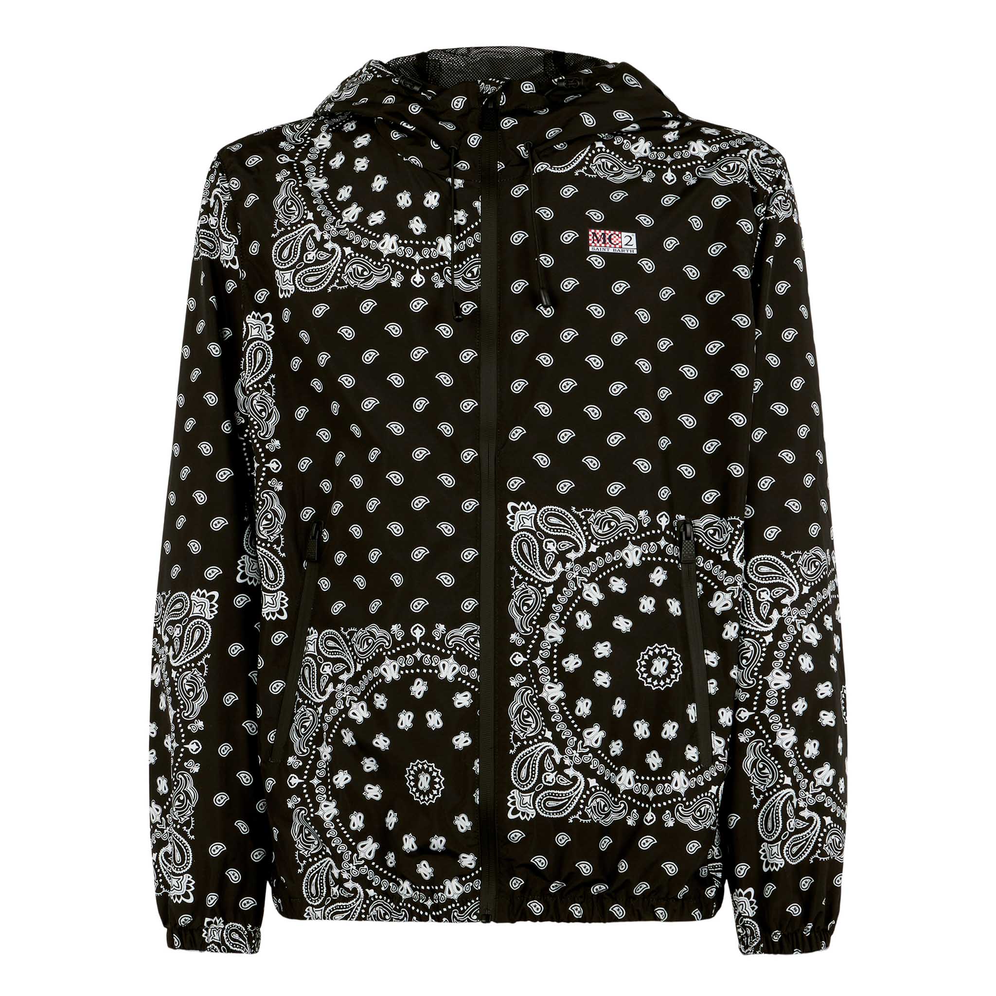 Lichtgewicht windjack voor heren met capuchon en bandana-print.