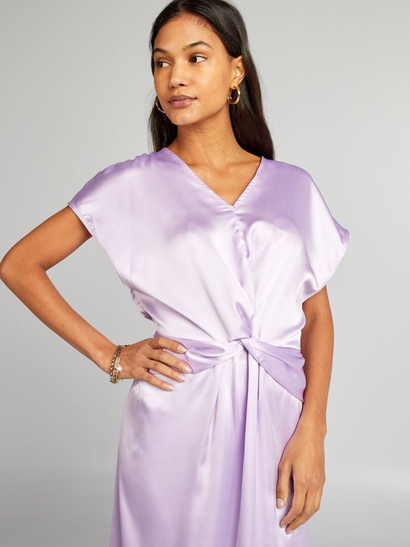 Vestido longo de cetim - ROXO
