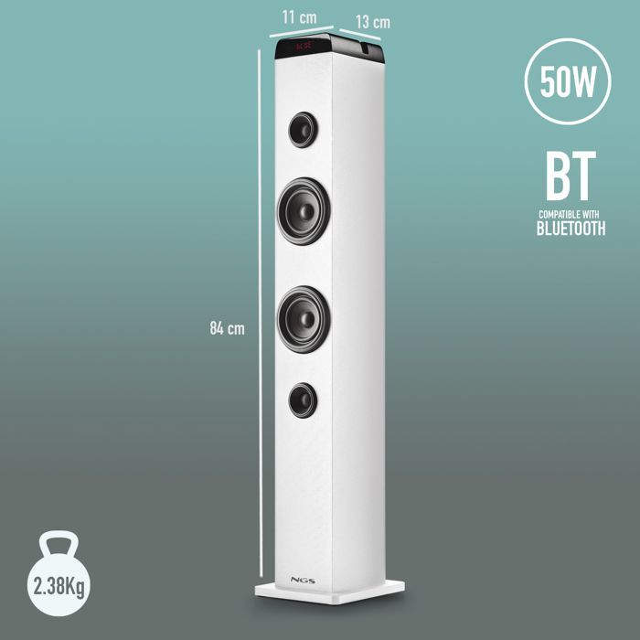 Geluidstoren - NGS - Sky Charm Pro Wit - 80 W - Bluetooth 5.4 - Uitzendfunctie (tot 99 eenheden)