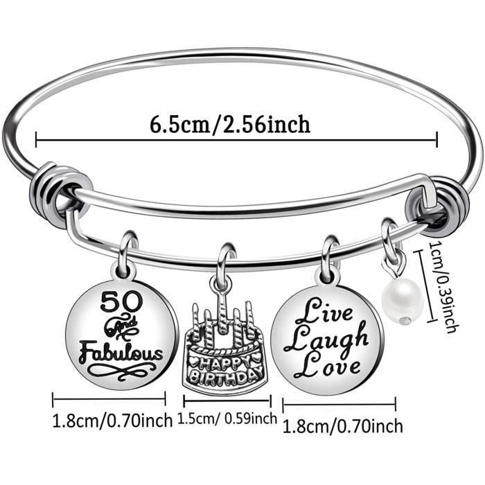 Bracelet en acier inoxydable pour femme - A627 - Cadeaux d'anniversaire pour 13 16 18 21 30 40 50 60 65 ans