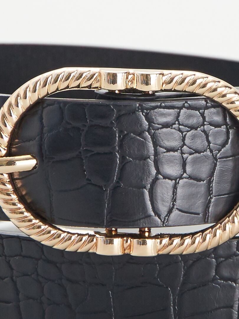Riem met krokodillenprint - ZWART