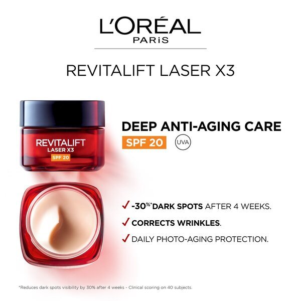 L'Oréal Paris Revitalift Laser X3 SPF25 dienas krēms pret novecošanos<br>50ml - normālai un nobriedušai ādai