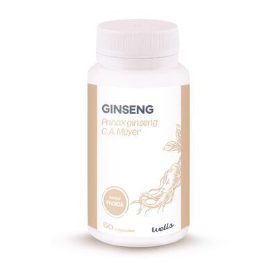 Wells Ginseng -lisäravinne väsymyksen vähentämiseen, 50 kapselia.