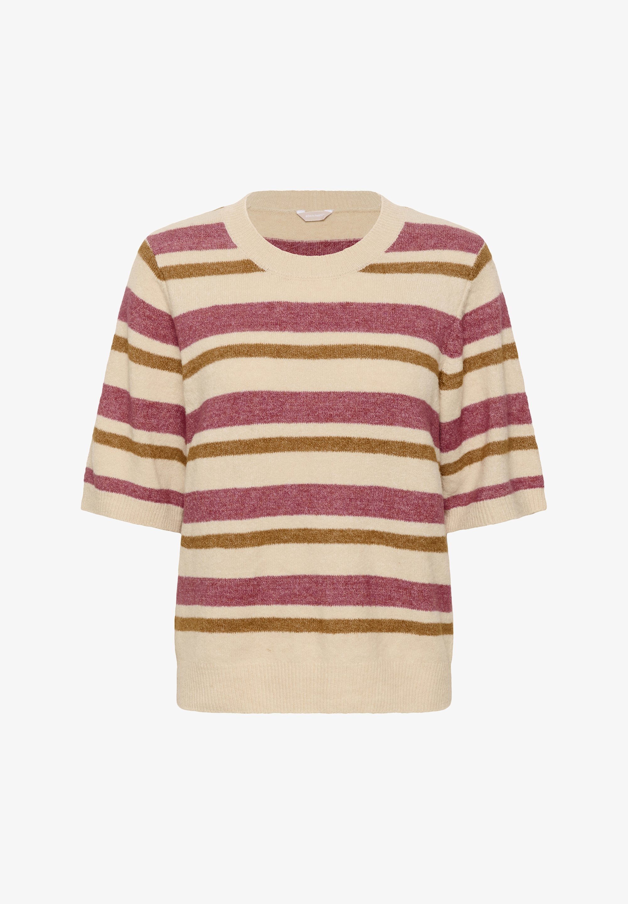 Bon'A Parte BPWONDA - T-shirt met print - natuurhoutroze streep