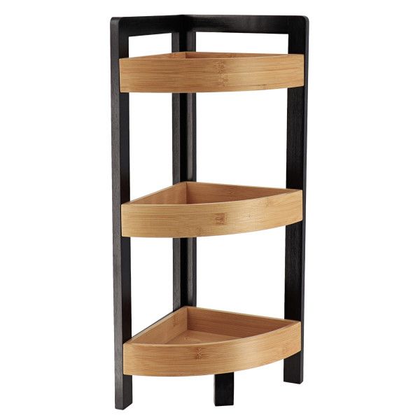 Regał narożny Black Bamboo 3 półki nowoczesny odporny na wilgoć 61 cm