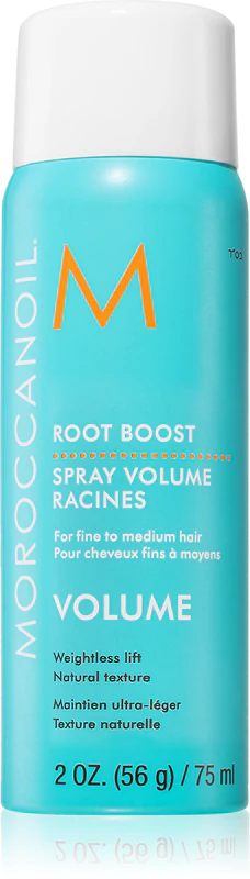 spray modelador Moroccanoil Volume Root Boost adiciona volume desde a raiz.