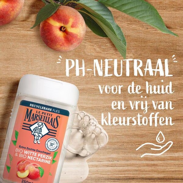 Gel za prhanje Le Petit Marseillais z bio belo breskvijo in bio nektarino, 250 ml