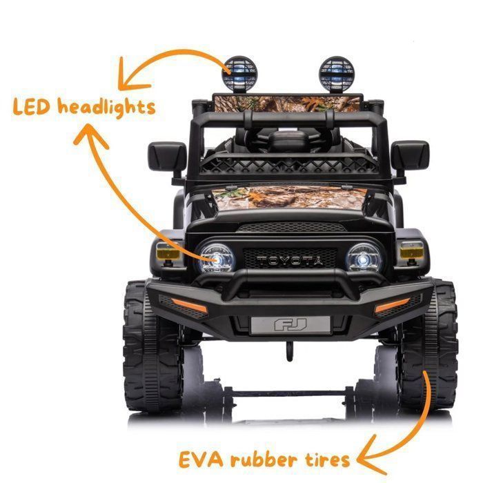 TOYOTA FJ Cruiser Voiture Électrique 12V - Noir - 1 à 6 ans - Licence Officielle - Pneus EVA - Bluetooth - 30kg