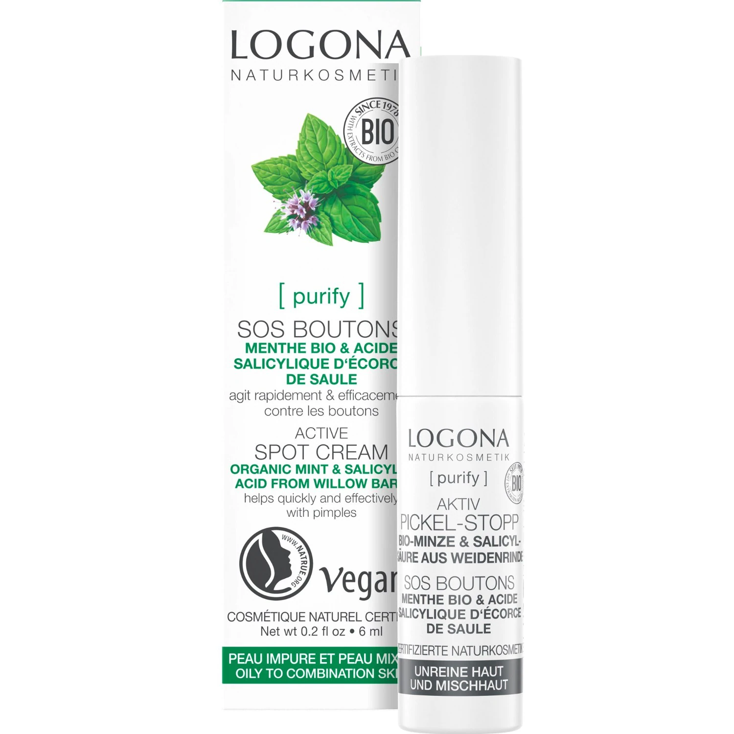 Logona SOS boutons menthe acide salicylique