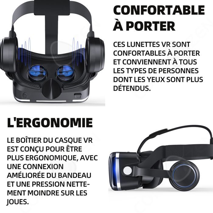 Auriculares de realidad virtual de 21,3 x 10,7 x 23 cm, ABS negro, PC, última generación, realidad virtual, auriculares 3D inteligentes para videojuegos.