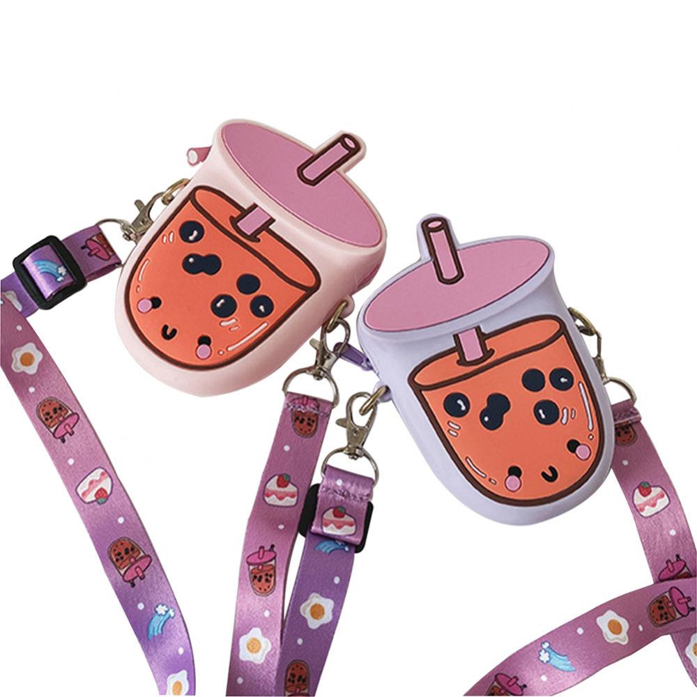 Toddler Kids Cartoon Purse Lovely Drink Shape Crossbody Bag Adjustable Belt Shoulder Bag Birthday Christmas Gift for Little Girl