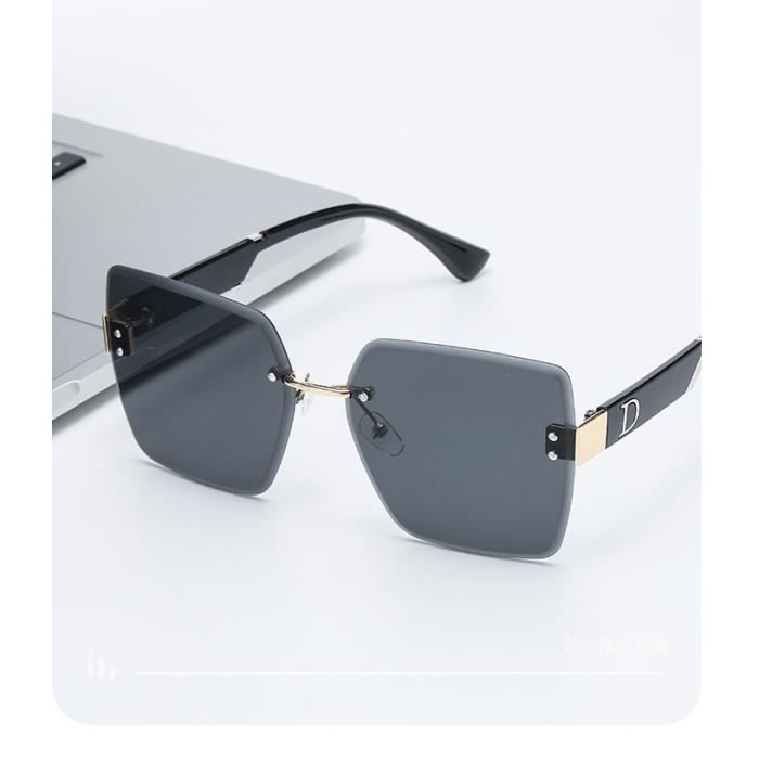 Gafas de sol para mujer - Nuevas gafas de sol 2023 con montura grande, protección UV, antihumedad, Premium Sense, sin montura - Negras