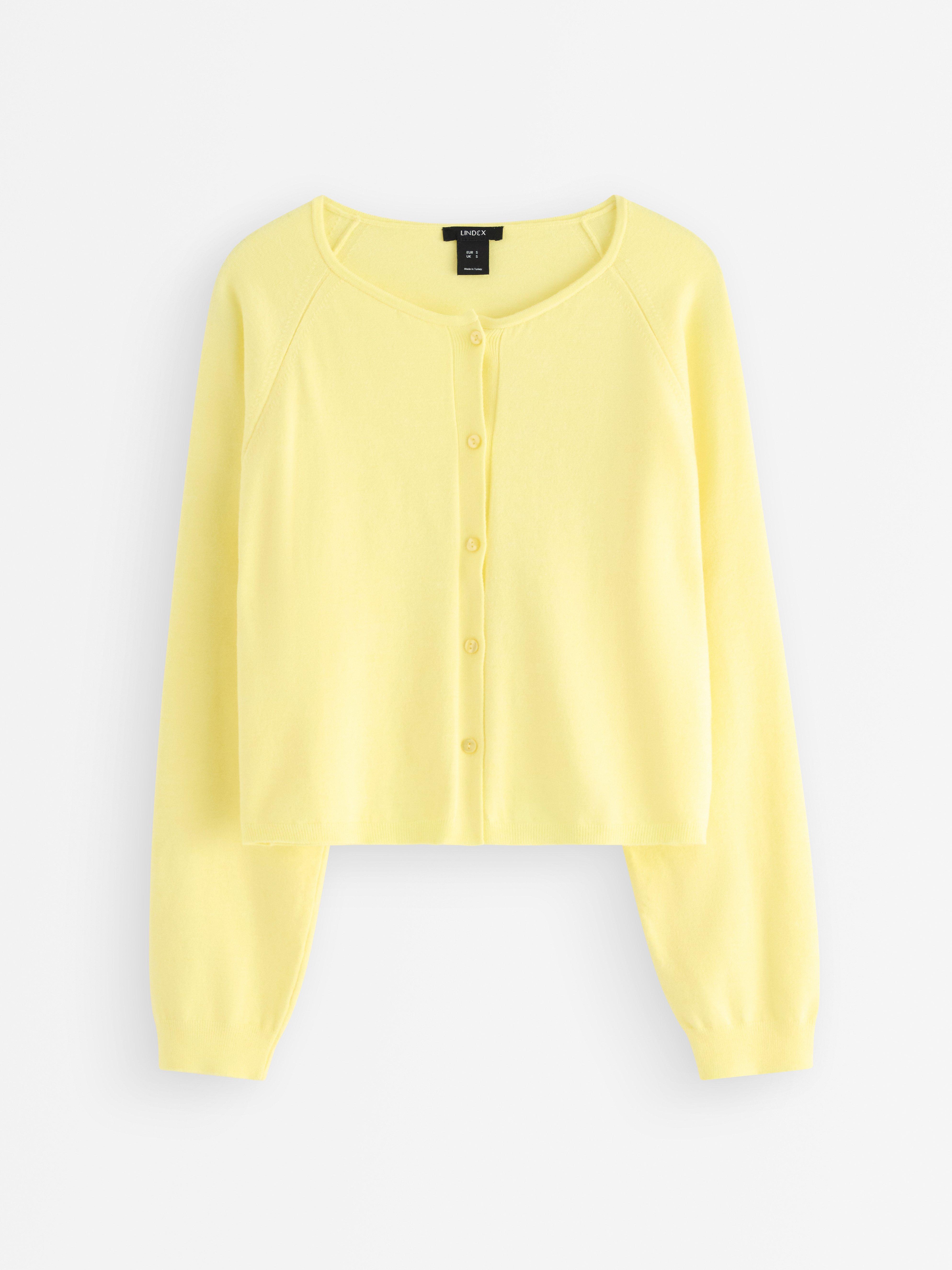 Cárdigan de punto fino amarillo