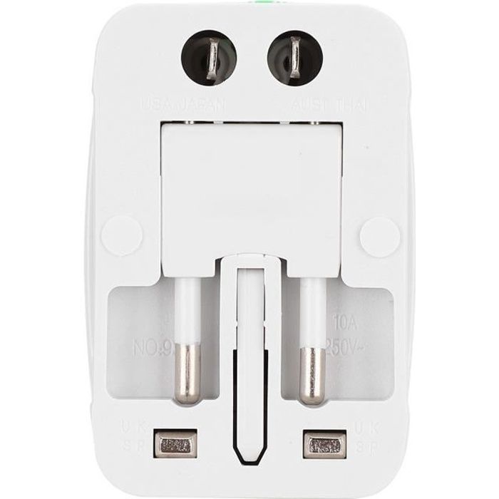 Adaptador de viaje - ZISONIX - Universal - Compatible con enchufes de 150 V - Para viajes internacionales - Rectangular