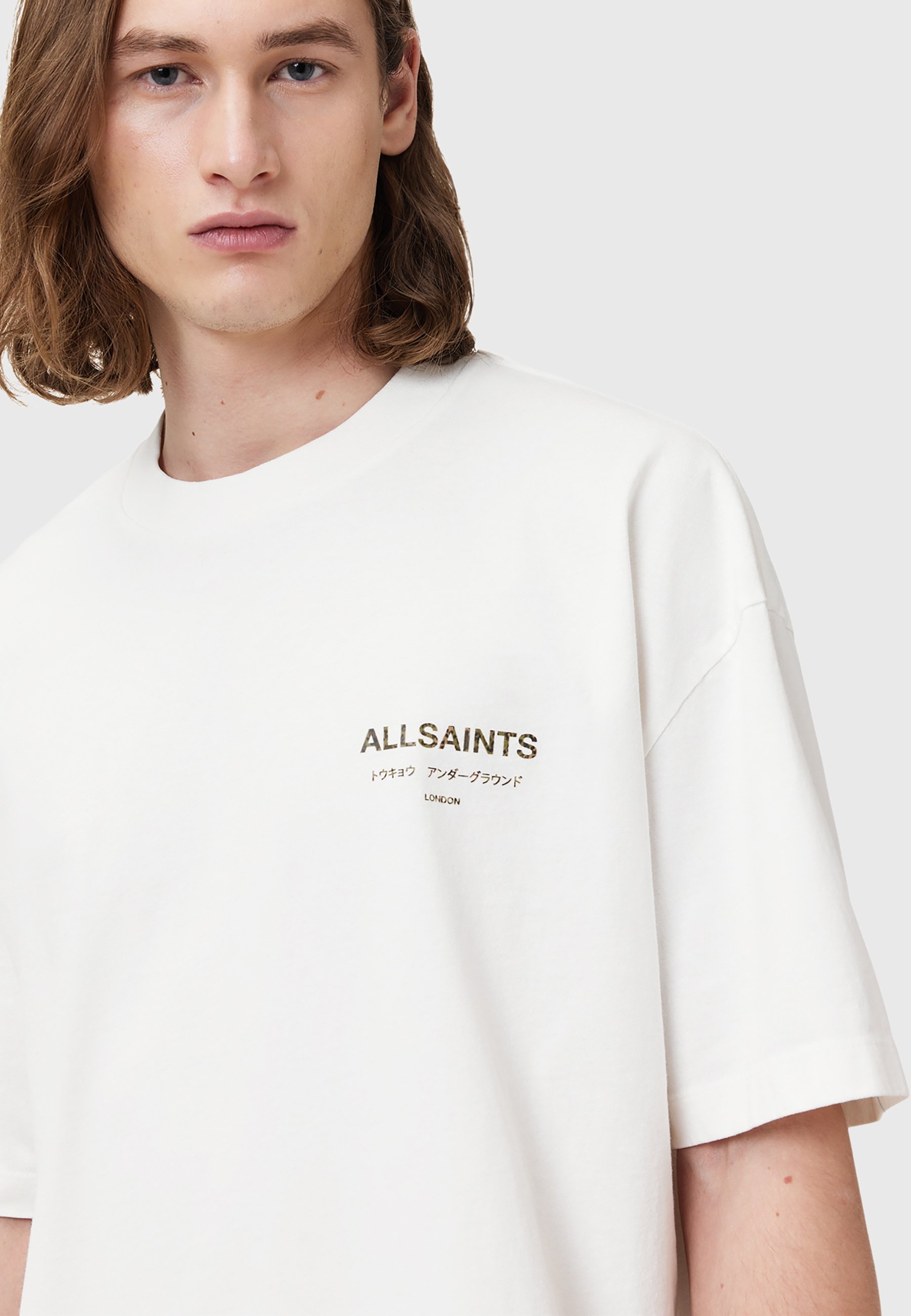 T-shirt imprimé AllSaints EXCLUSIVE STYX UNDERGROUND - blanc cendré