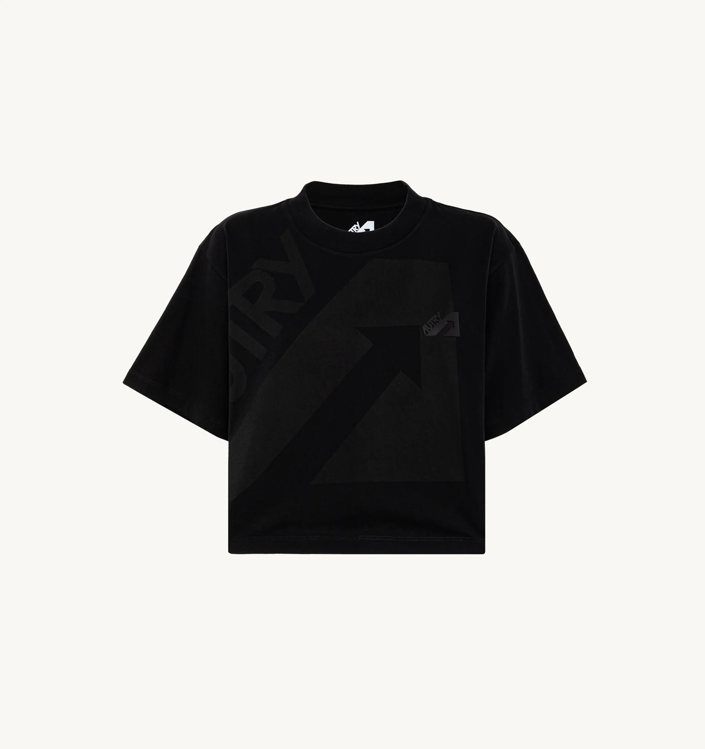 Tricou negru scurt din jersey de bumbac