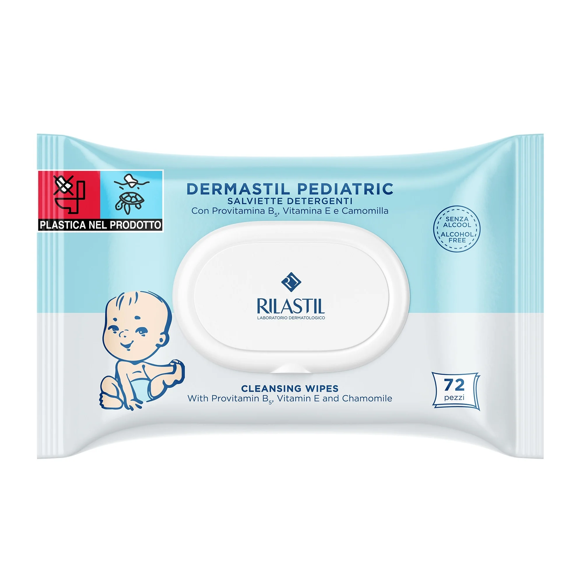 Dermastil Pediatric - Salviette detergenti con provitamina B5, vitamina E e camomilla - Trattamento Bebè, Prodotti per Bambini, Salviettine Detergenti