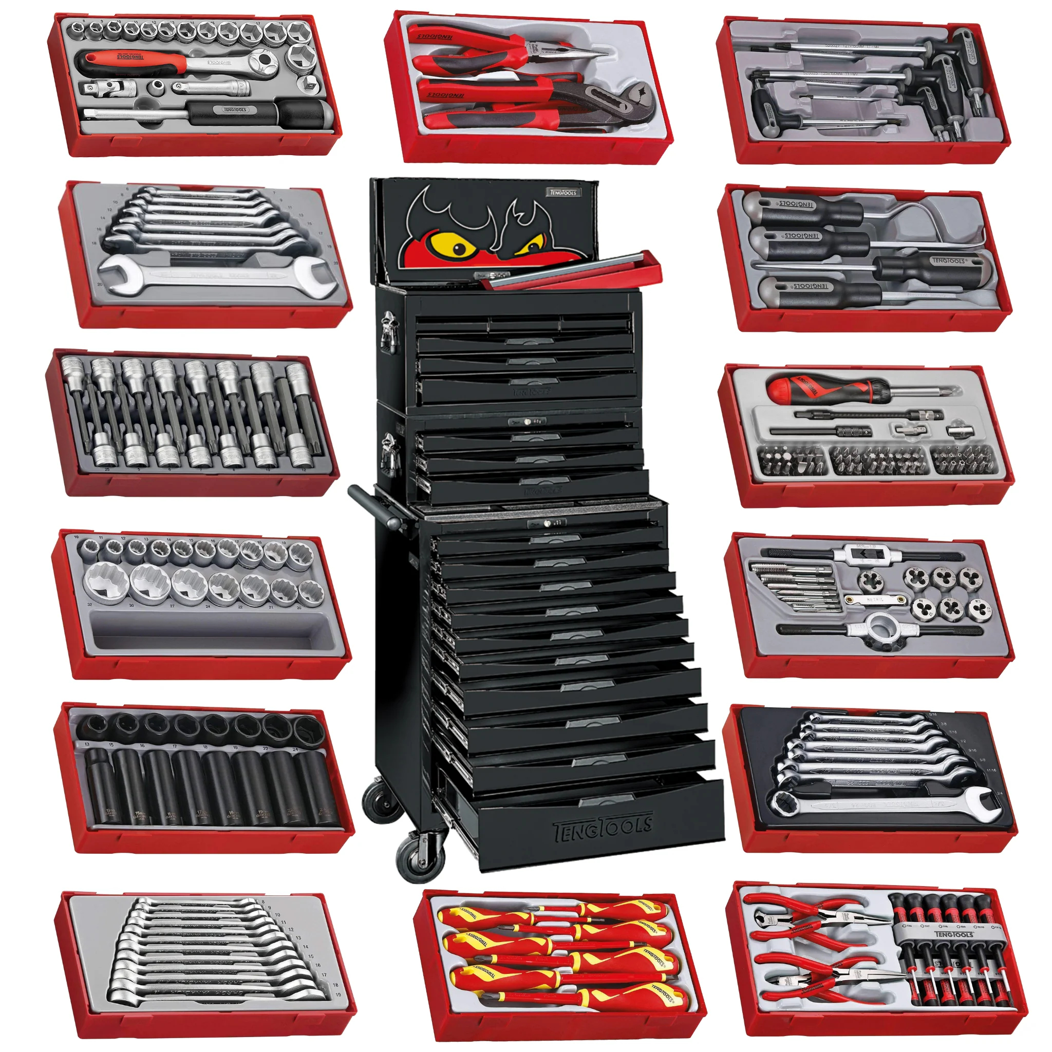 Set de scule manuale hibride Teng Tools Mega Master, 1001 piese, negru - TCMM1001BK