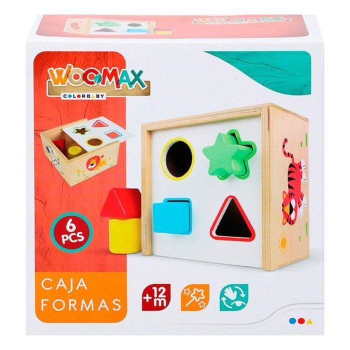 Jeu en bois - COLORBABY - WOOMAX - Cube d'activités - 6 pièces - Multicolore