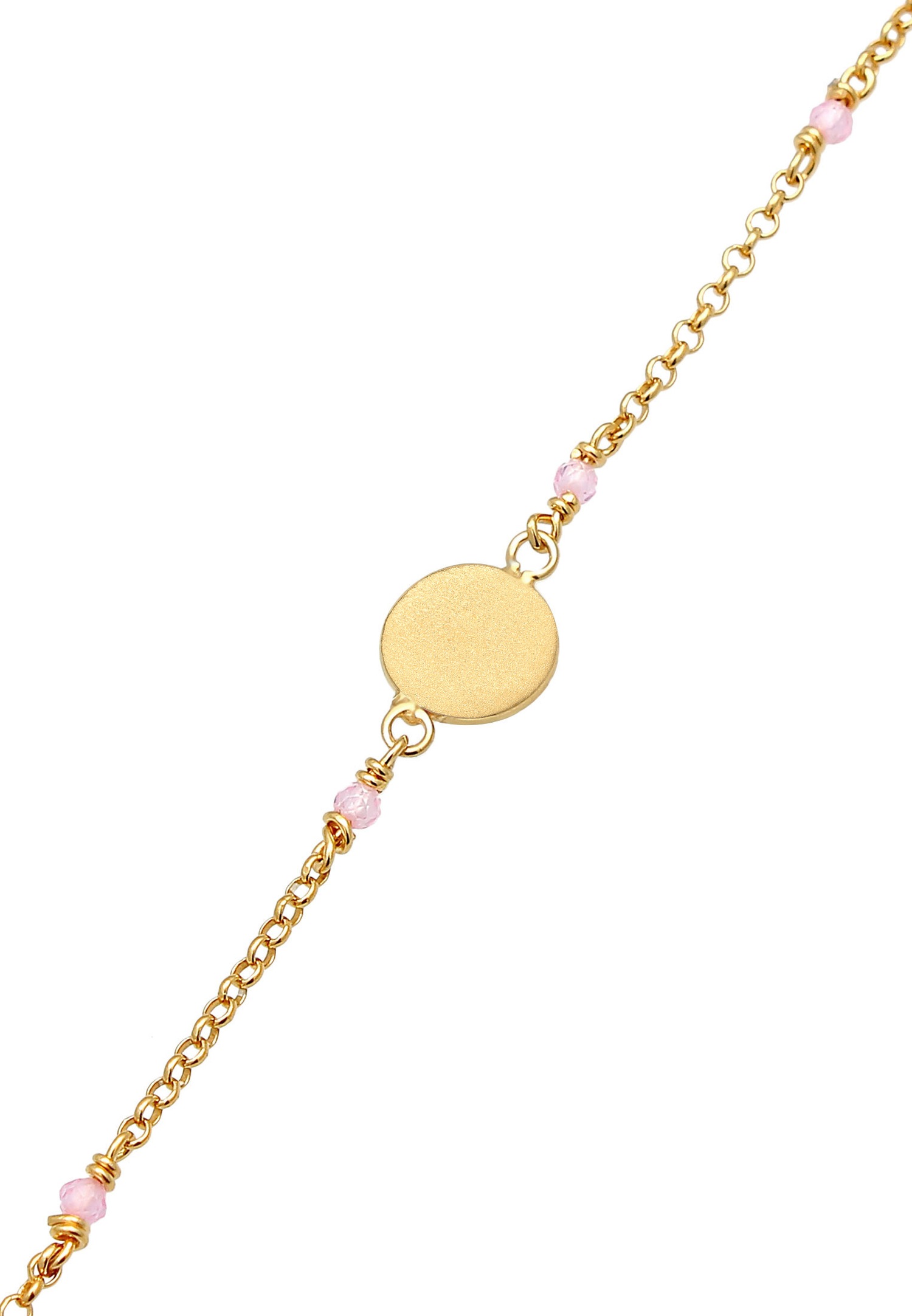Elli Dames Pièce de Monnaie Sun Vintage Trend Réglable avec Quartz Rose en Argent Sterling 925 plaqué Or