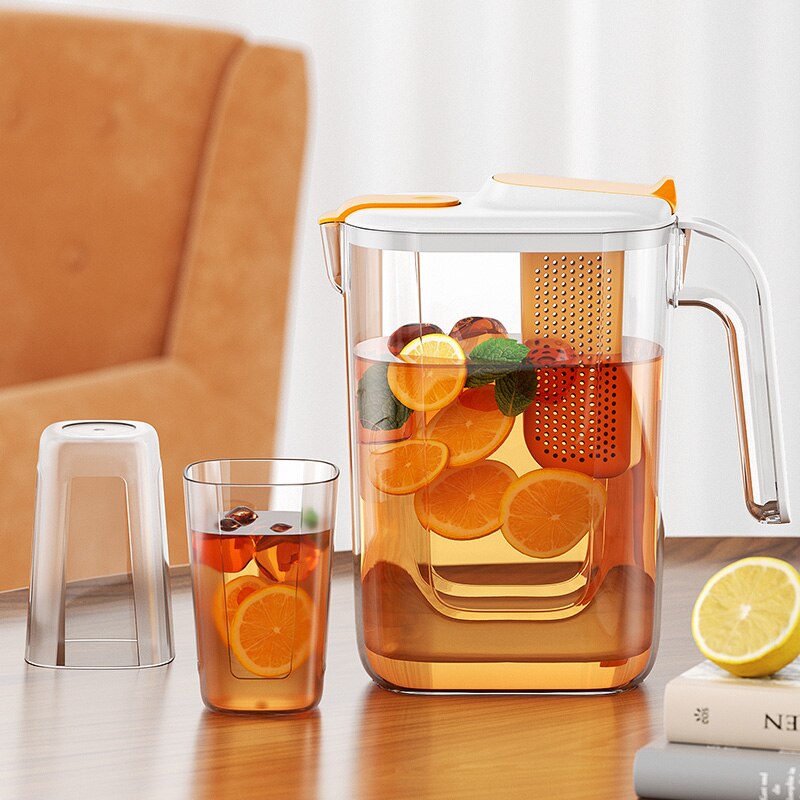 2600 ml Anti-Tropf-Kühlwasserflasche für kaltes Wasser, Haushalt, großes Fassungsvermögen, hitzebeständig, geeignet für kaltes und gekochtes Wasser, Teebecher.