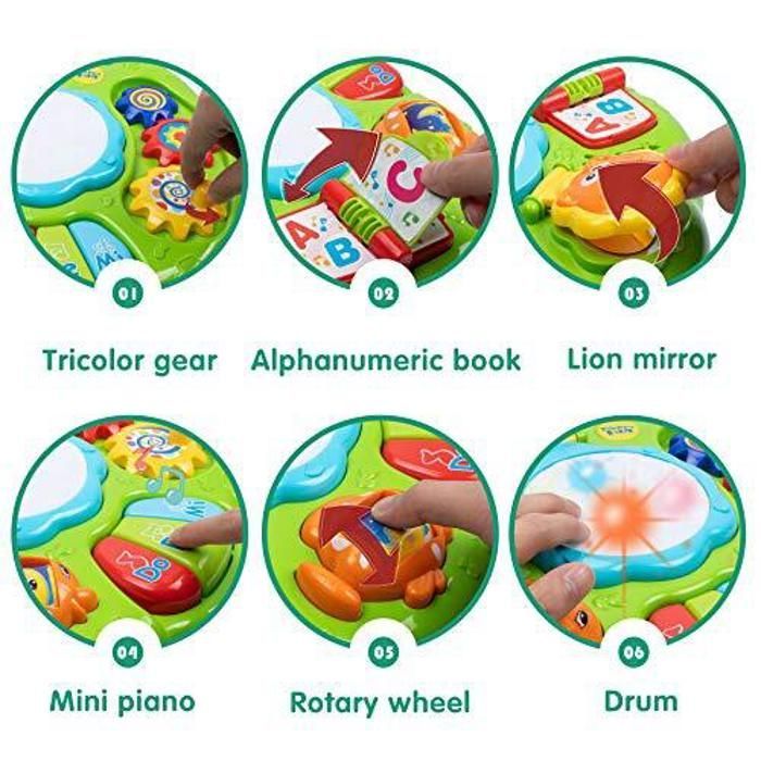 Mesa de actividades para bebés, juguetes para bebés de 1 año, con luces y música, juguete musical para bebés de 6 a 18 meses.