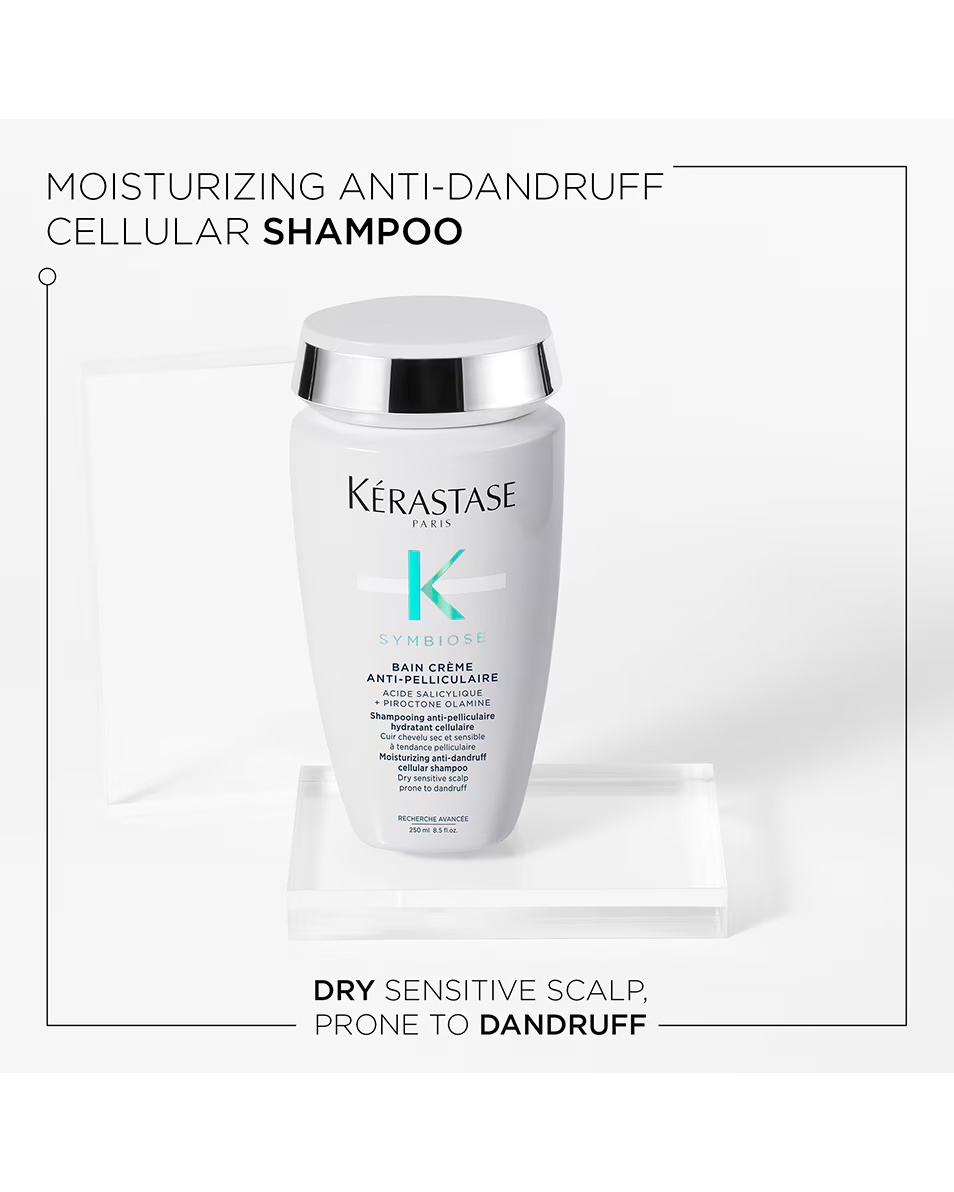 KÉRASTASE SYMBIOSE BAIN CRÈME ANTI-PELLICULAR Ενυδατικό σαμπουάν με κυψελοειδή σύνθεση κατά της πιτυρίδας, σε μορφή κρέμας.