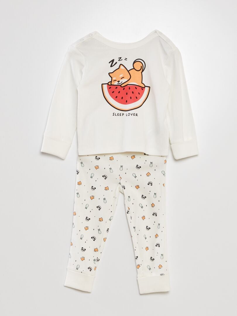 2-delige pyjamaset (t-shirt + broek) - WIT