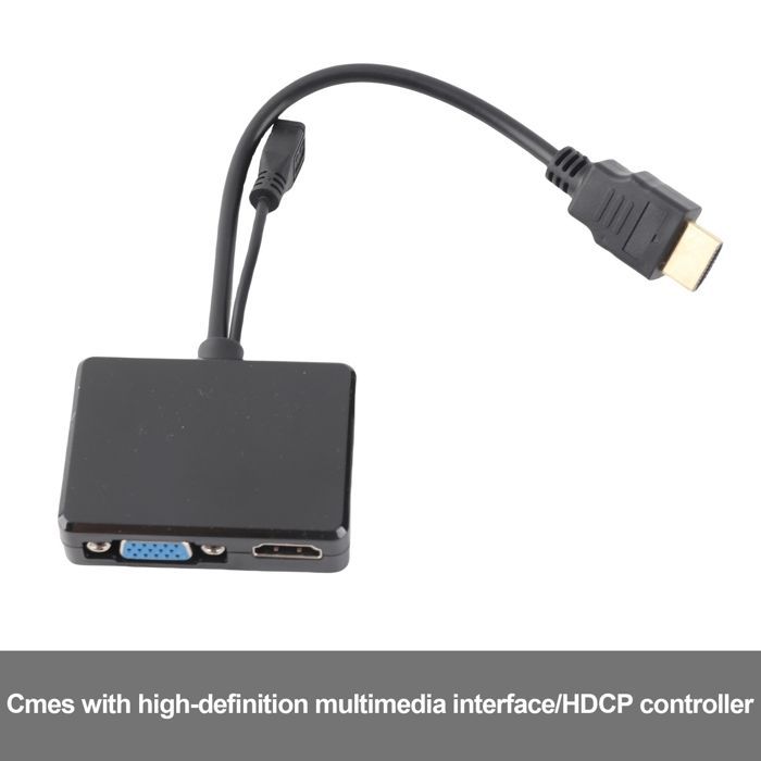 SHI- Interface multimédia à haute définition à un convertisseur d'interface multimédia à haute définition - VGA Interface Noir
