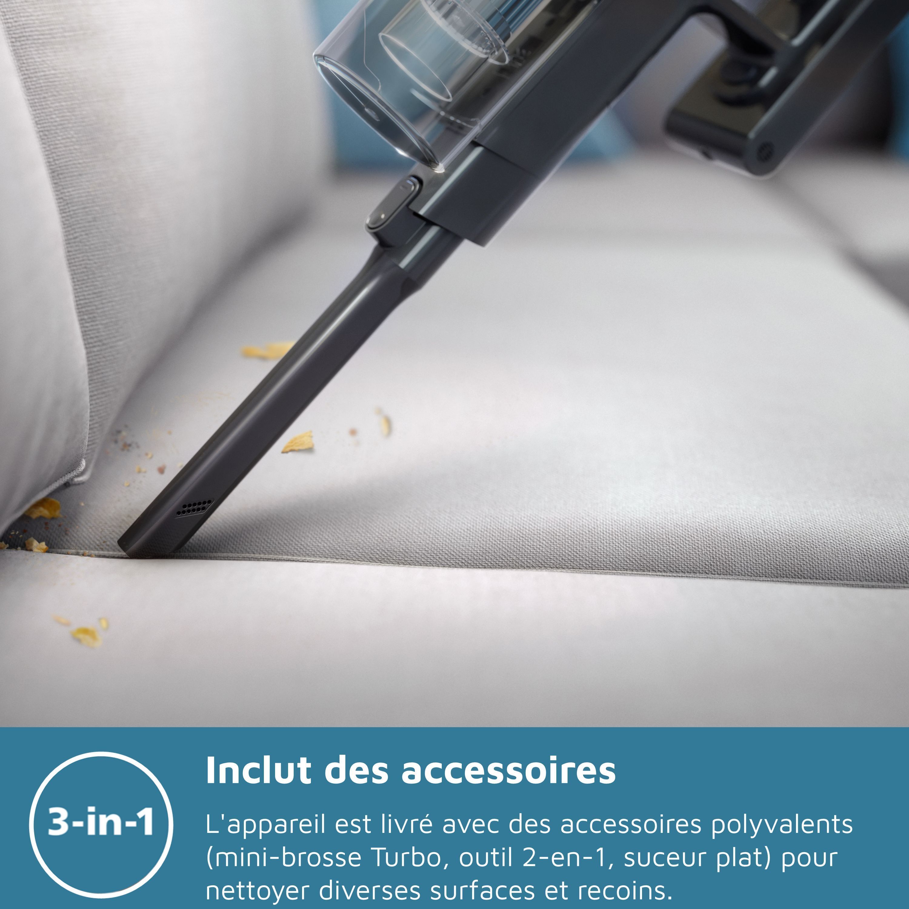 Aspirateur balai sans fil - PHILIPS - XC3033/01 - Série 3000 - batterie lithium-ion 25.2V - balai à LED - Vert Cargo