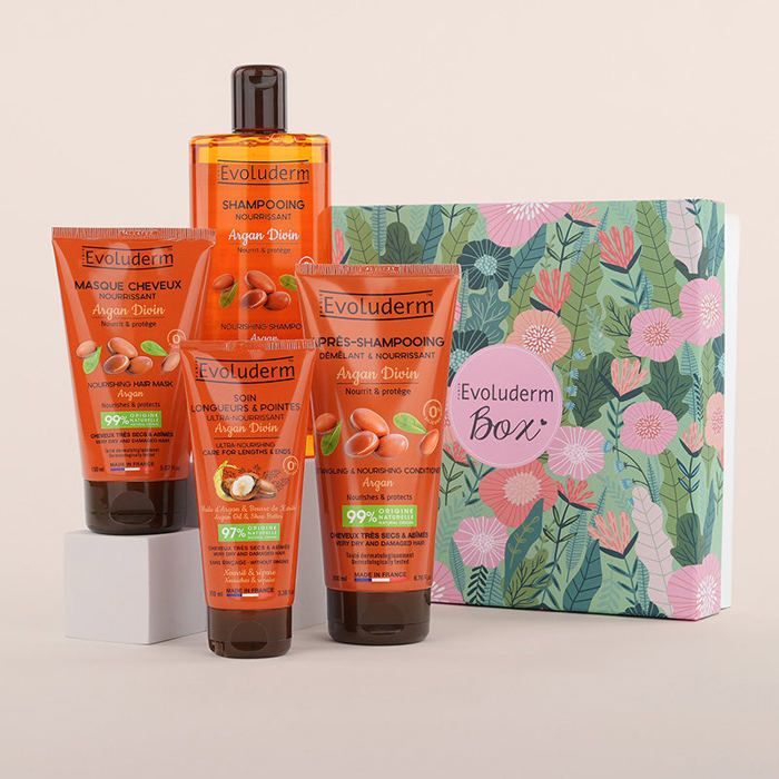 EVOLUDERM - Coffret Cheveux Argan Divin - Box Jungle - Idéal cadeau Noël, Anniversaire, Fête des Mères