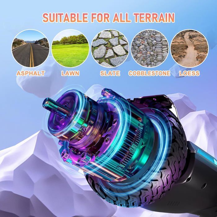 Hoverboard, 8.5-inch self-balancing electric scooter with Bluetooth, wheels and LED lights for children and adults, Grey