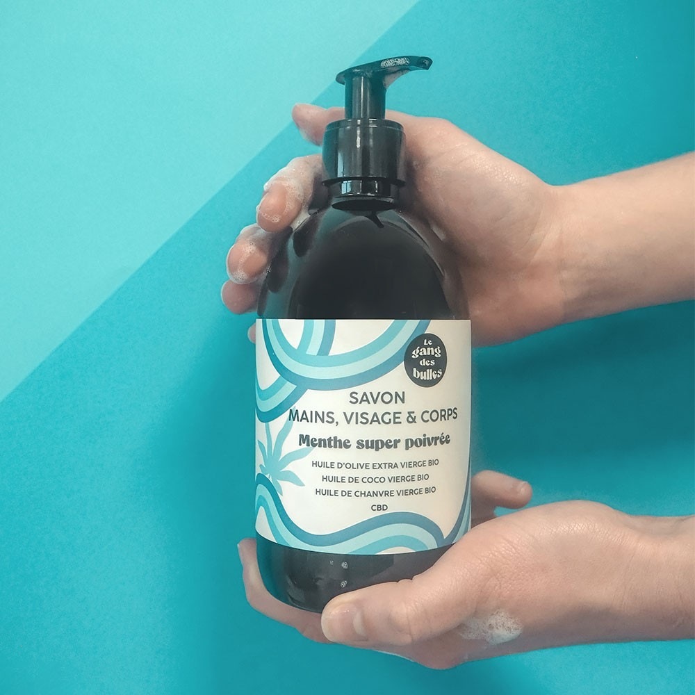 Le gang des bulles Savon mains, visage et corps - menthe super poivrée
