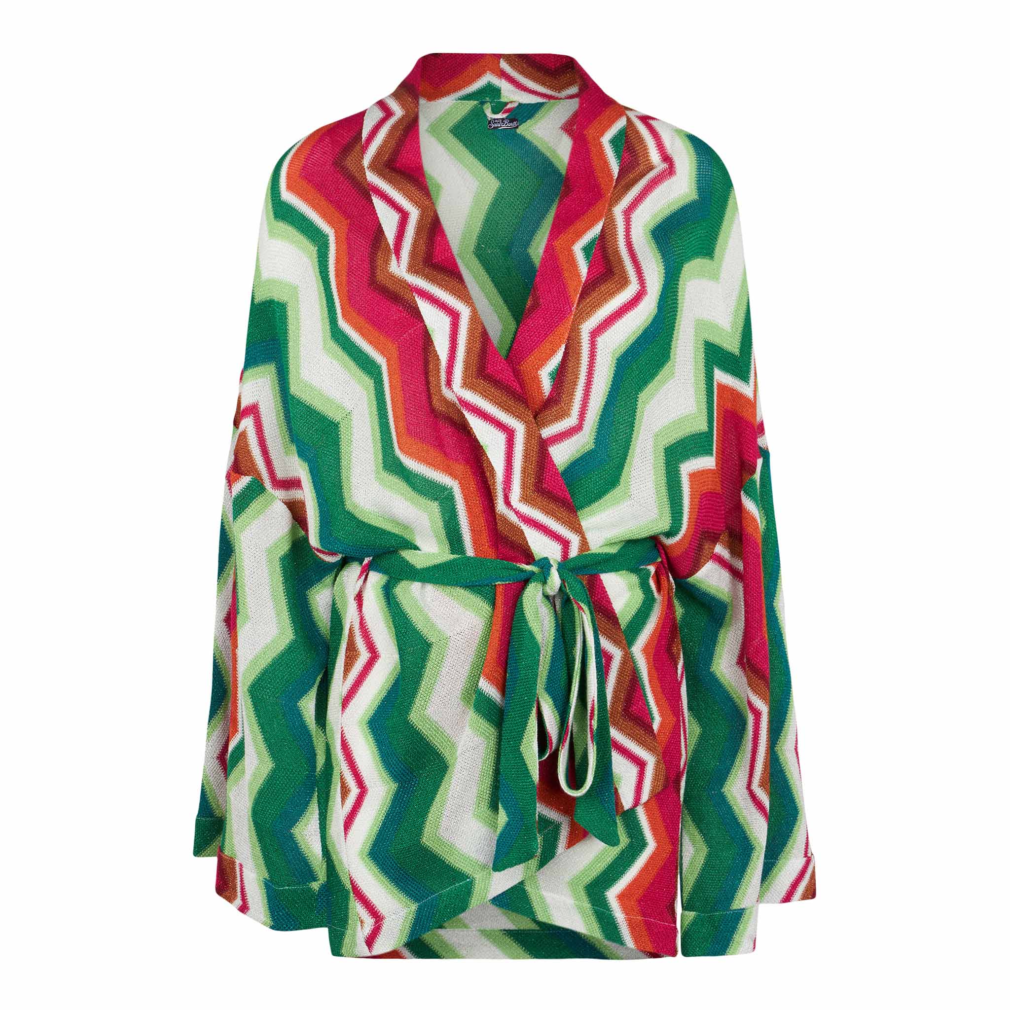 Gebreid kimono-vest met chevronpatroon