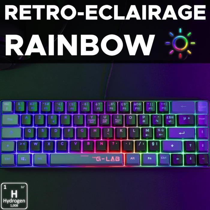 Teclado Gamer - The G-Lab - KEYZ HYDROGEN - Tamanho Compacto 60% - Retroiluminado - Com Fio - Preto/Cinza