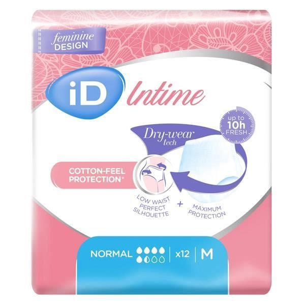 Ropa interior absorbente - L&R - iD Intimate - Talla M 80-120cm - 12 unidades - Incontinencia urinaria