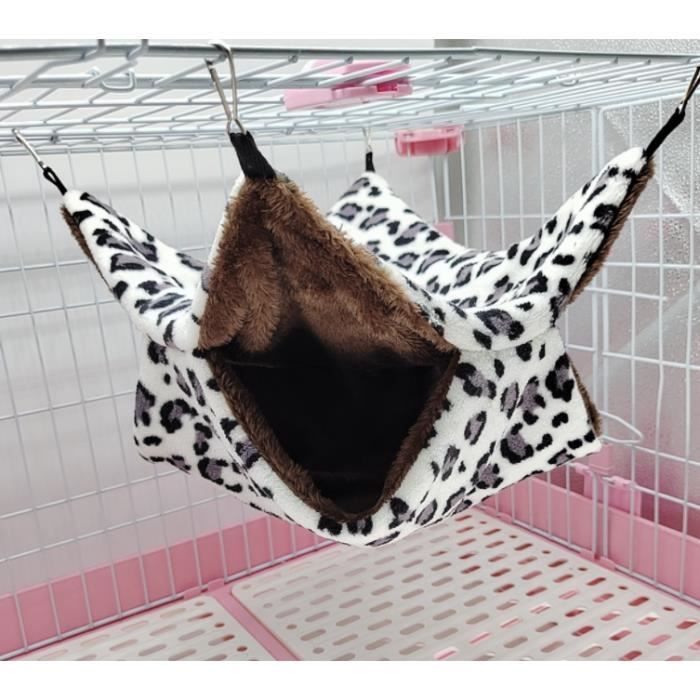 Hangmat - Niet gespecificeerd - 34x34cm - Luipaardprint & Wit - Voor knaagdieren - Zacht en comfortabel