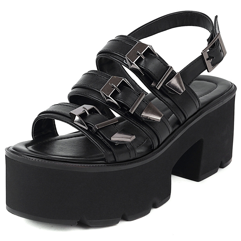 Sandales gladiateur à talons hauts et boucle tendance pour femmes, chaussures à plateforme décontractées d'été, grandes tailles, collection 2021.