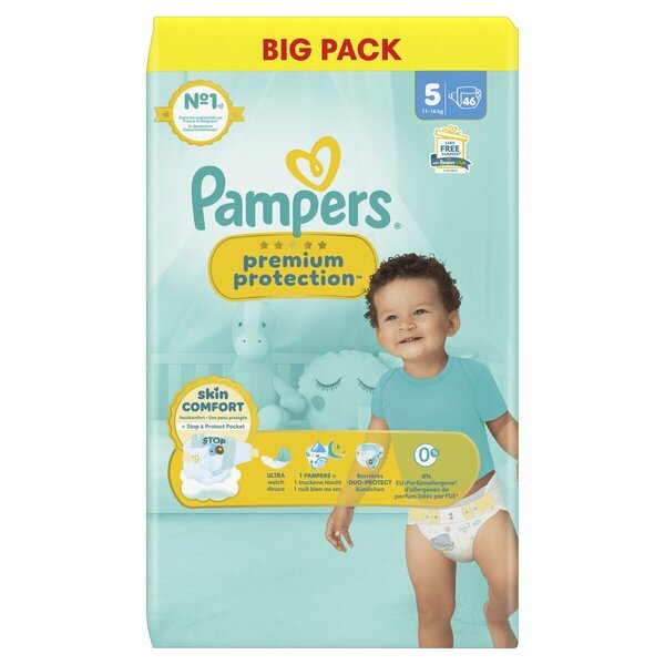 Plenice Pampers Premium Protection velikost 5, velikost 5 (11–16 kg), 46 kosov