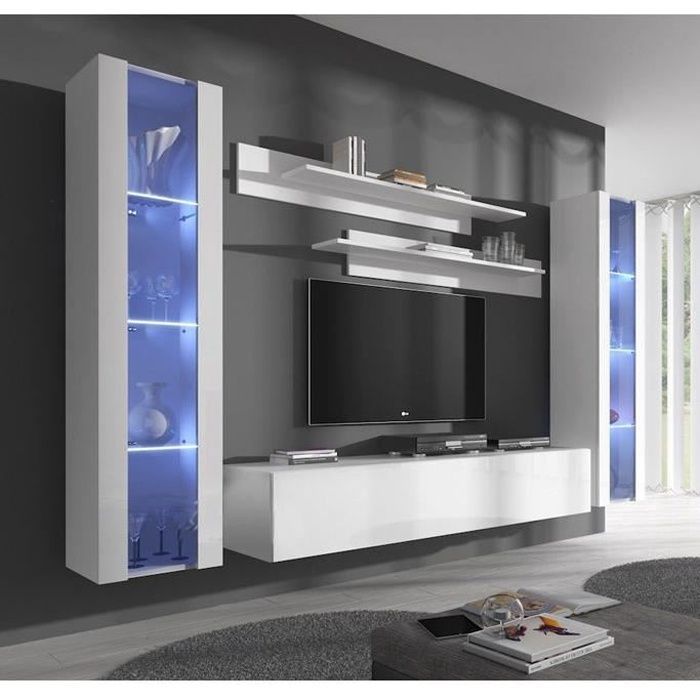 Mobili per soggiorno - Nora bianco - B2 - 2 ante - Legno - Truciolato - Stile contemporaneo - Design