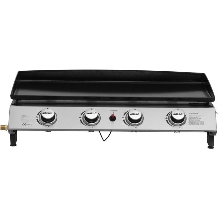 Plancha de gas con 4 quemadores metálicos 