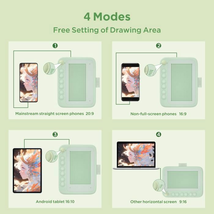 Tavoletta grafica UGEE Q6, tavoletta grafica portatile da 6 pollici collegabile allo smartphone con 6 tasti di scelta rapida per Windows, Mac e Android.