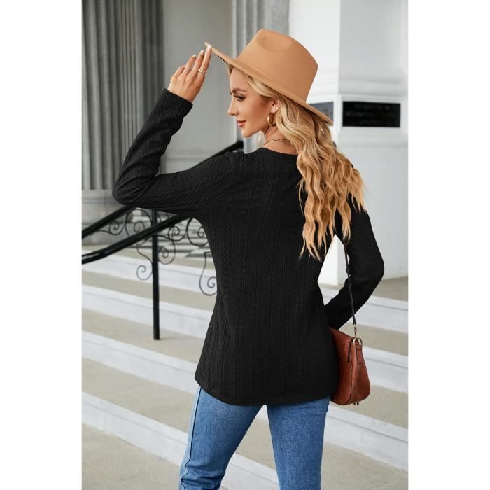 Pull Femme INSFITY - Manches Longues Col V - Couleur Unie - Printemps/Automne - Taille EU